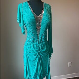 Rhythm Latin Teal Rhinestone Dress